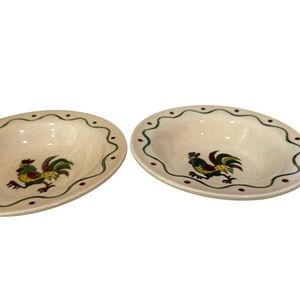 Metlock  Poppy Trail Red Rooster Lot of  2-6 inch fruit dessert bowl 1950 VTG